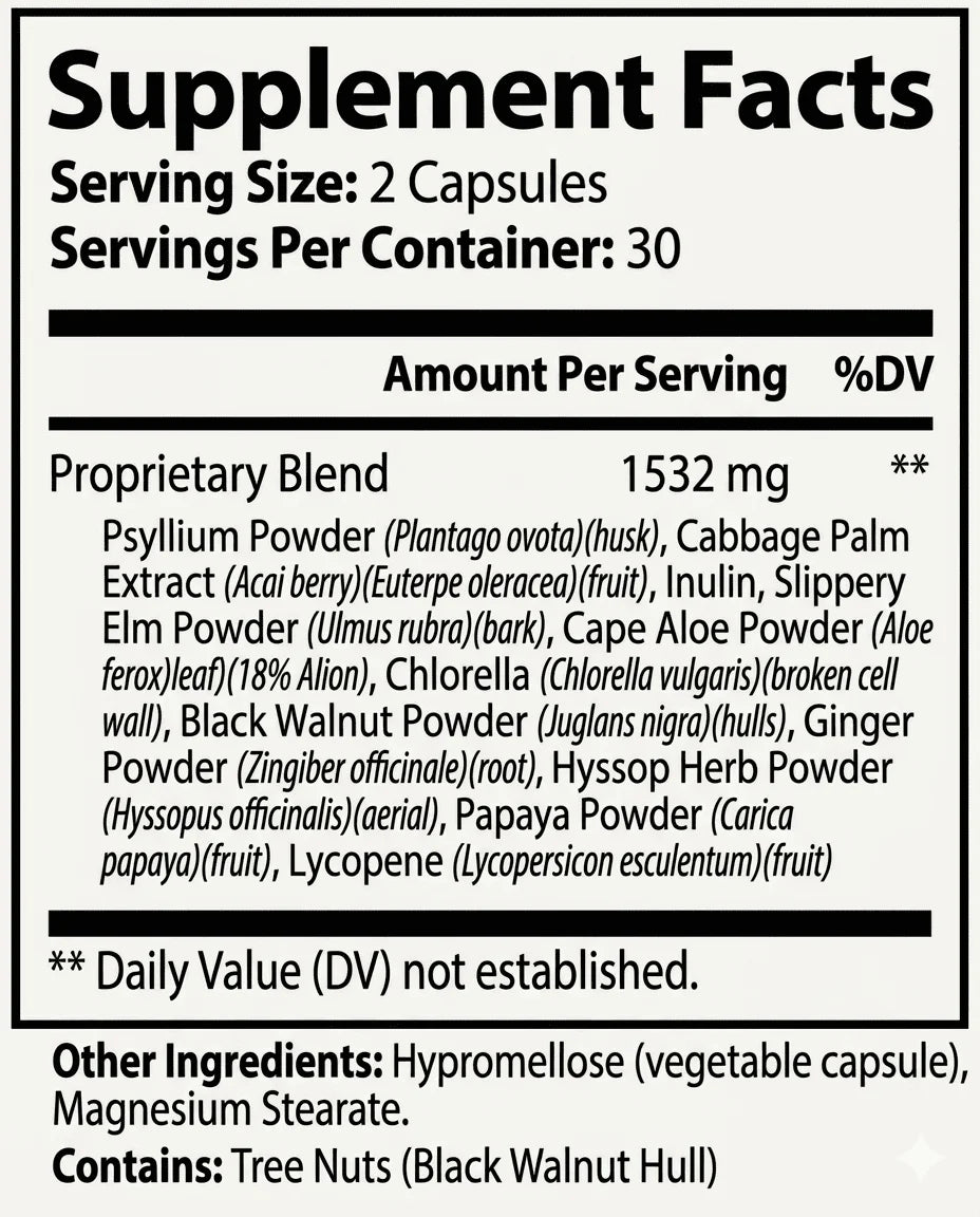 Psyllia Supplement Facts panel
